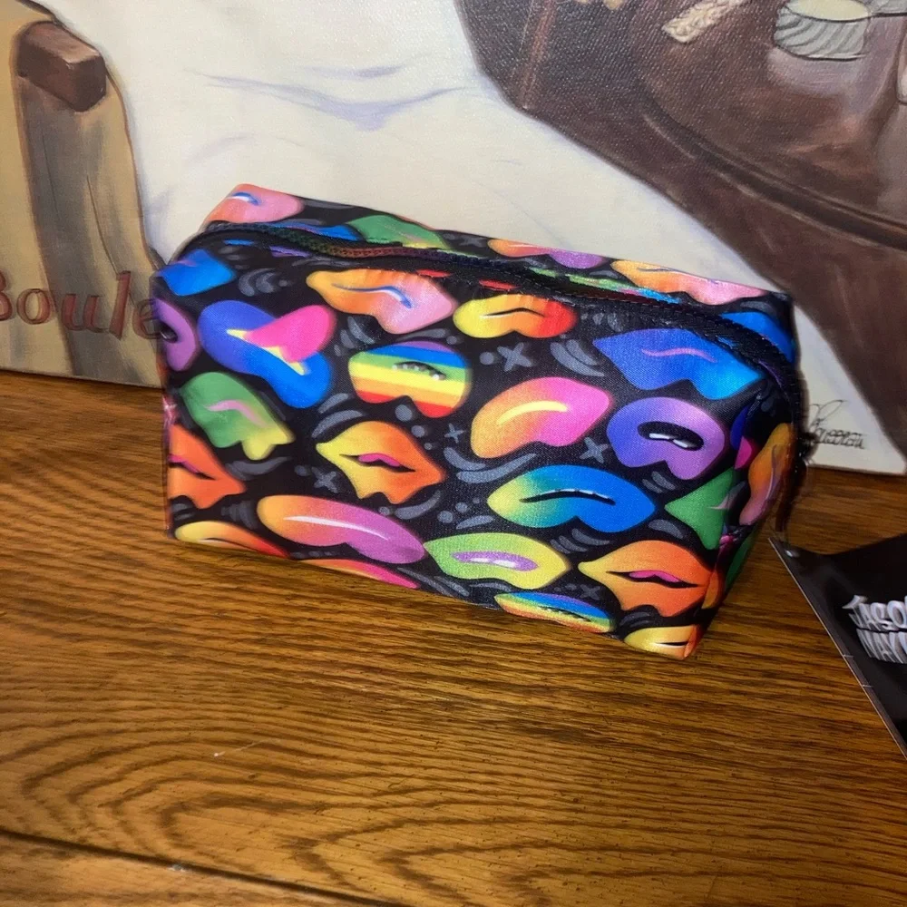 Jason Naylor Vibrant Lip Print Cosmetic Bag - NWT